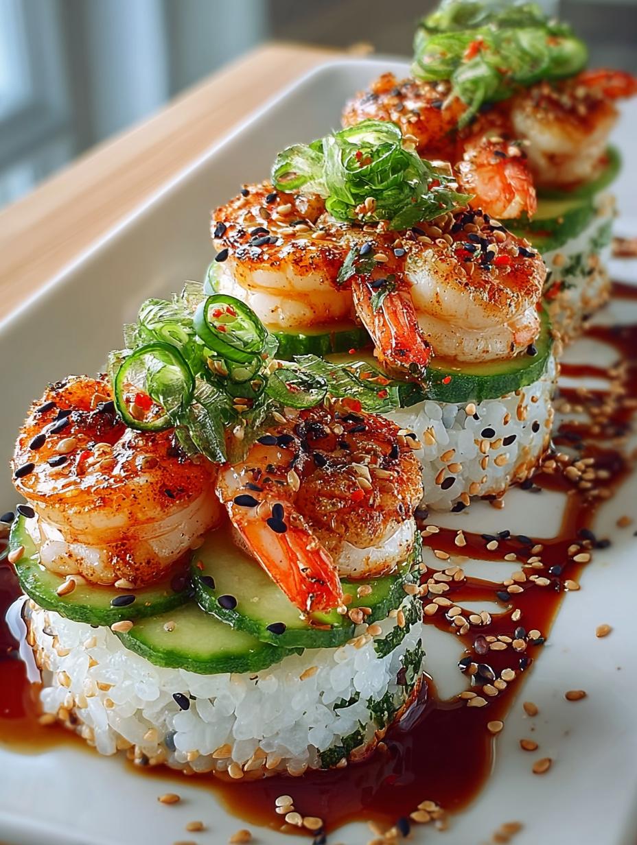 Spicy Shrimp Sushi Stacks
