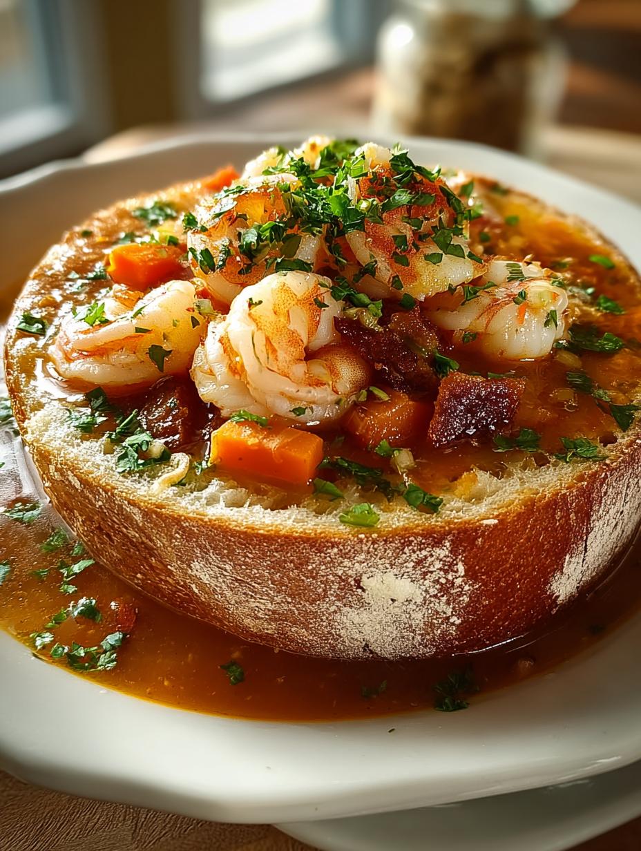 Stuffed Seafood Soup Bread