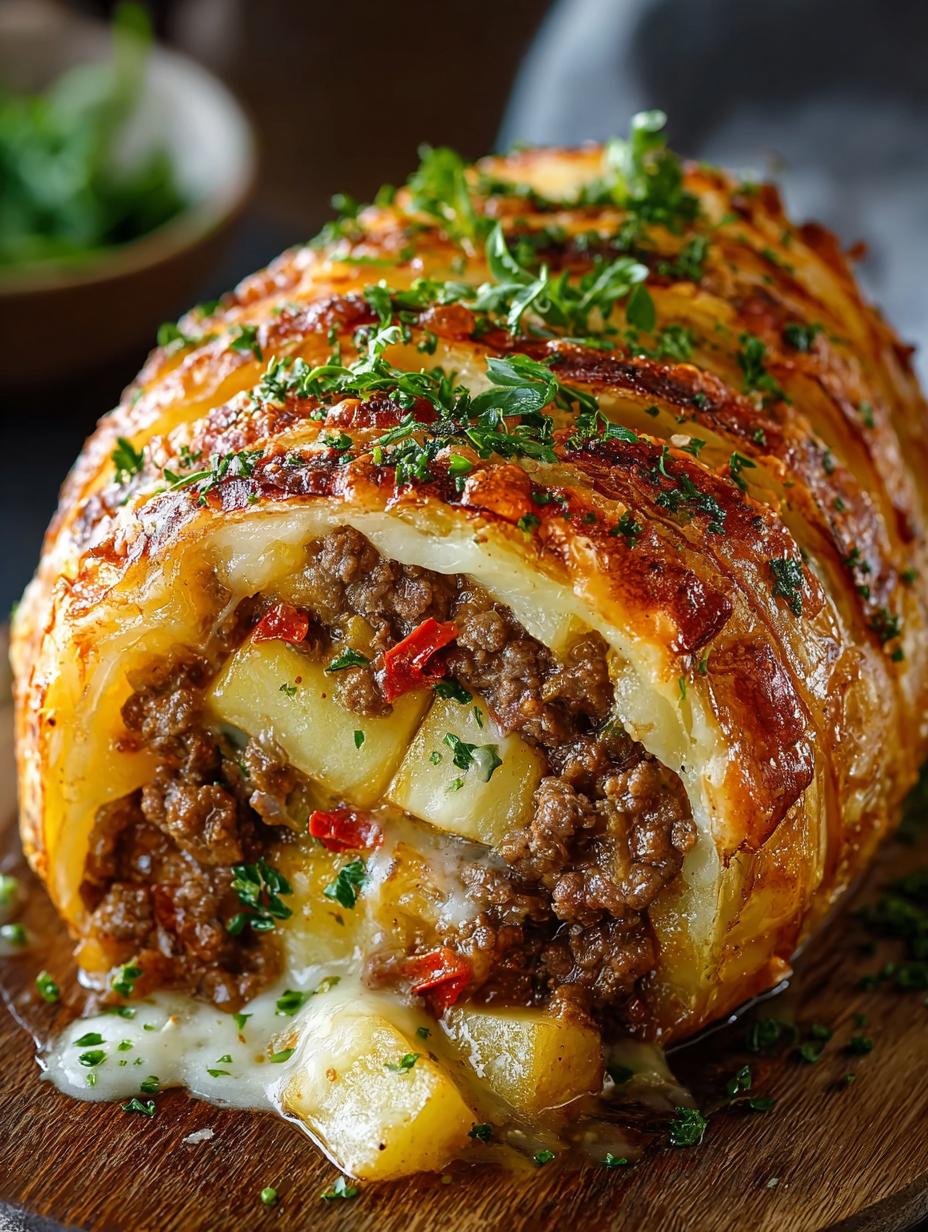 Cheesy Beef Potato Stuffed